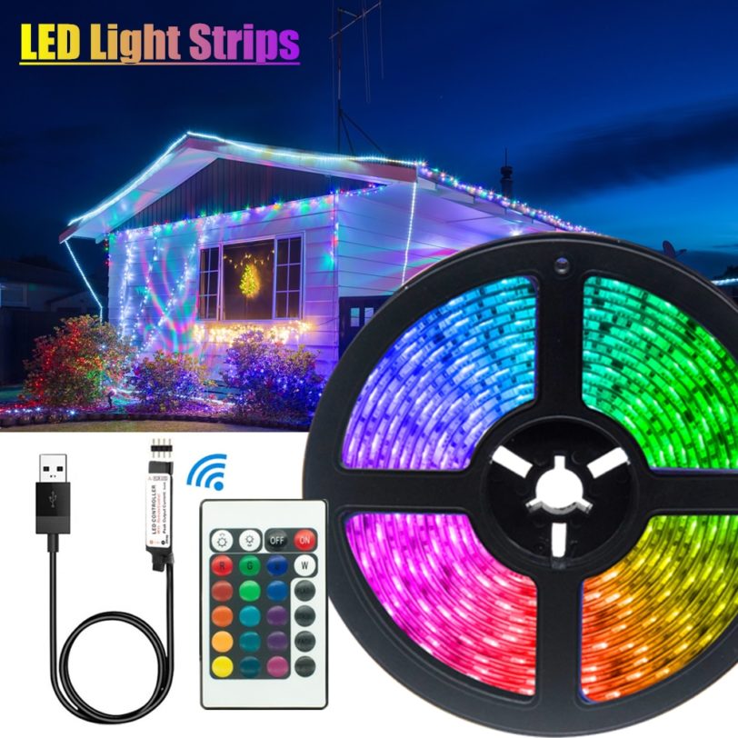 5M LED Light Strips Infrared Remote Control Decoration Lighting USB Ribbon Lamp For Festival Party Bedroom 2835 RGB BackLight