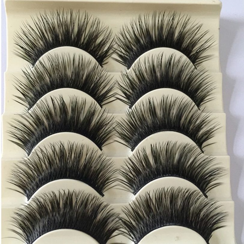 5Pairs/Set Natural Black Long Fake Eye Lashes Handmade Thick False Eyelashes Black Makeup Cosmetic Beauty Extension Tools - Image 2