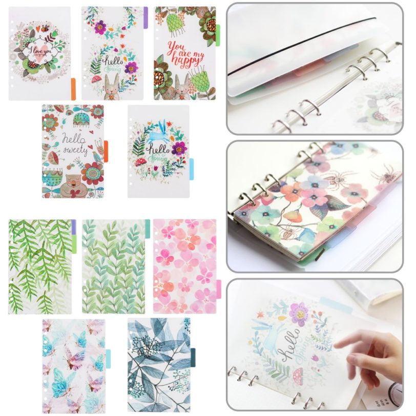 5Pcs Set A5 A6 6 Holes Planner Color Index Pages Of Notebook Pages Paging Separators Category