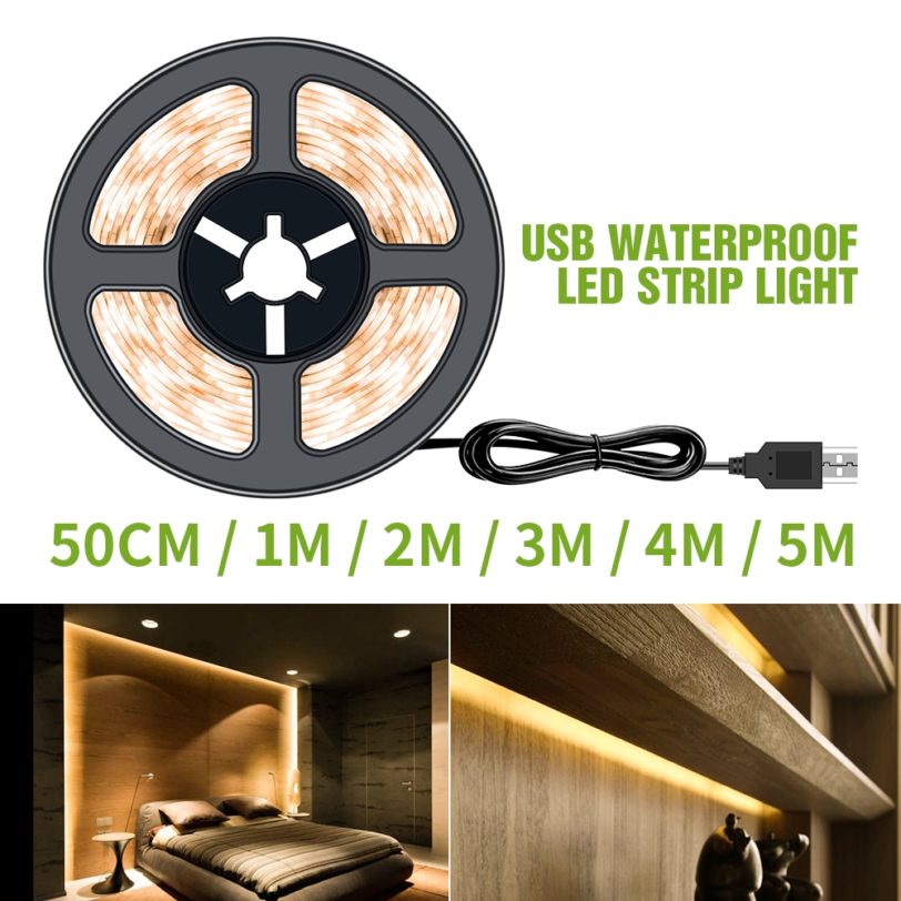 5V USB LED Strip light 50CM 1M 2M 3M 4M 5M Christmas Decor Fita LED Waterproof Strip Tape Home Backlight Bias lighting LED Strip