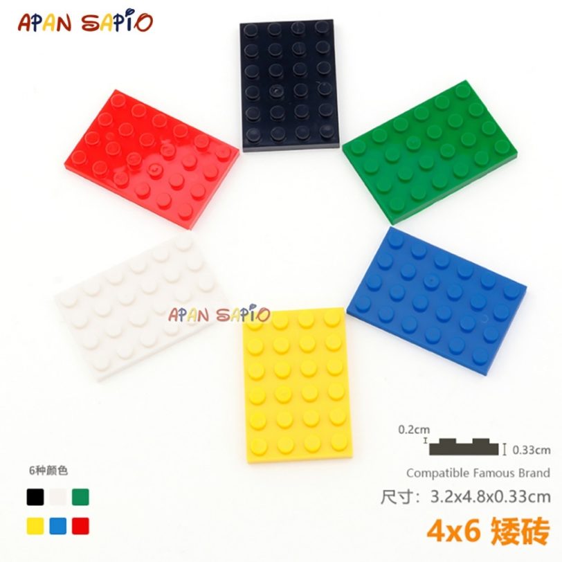 5pcs/lot DIY Blocks Building Bricks Thin 4X6 Educational Assemblage Construction Toys for Children Size Compatible With Brand