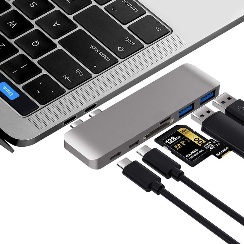 6 In 1 Aluminum USB C Hub USB Type C Hub Adapter Dongle Compatible For MacBook Pro 13" 15" 2016 2017 Thunderbolt 3 USB-C Data - Image 5