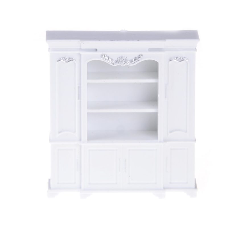 60*20*67mm Dollhouse Miniature Furniture Multifunction Plastic Cabinet Bookcase White