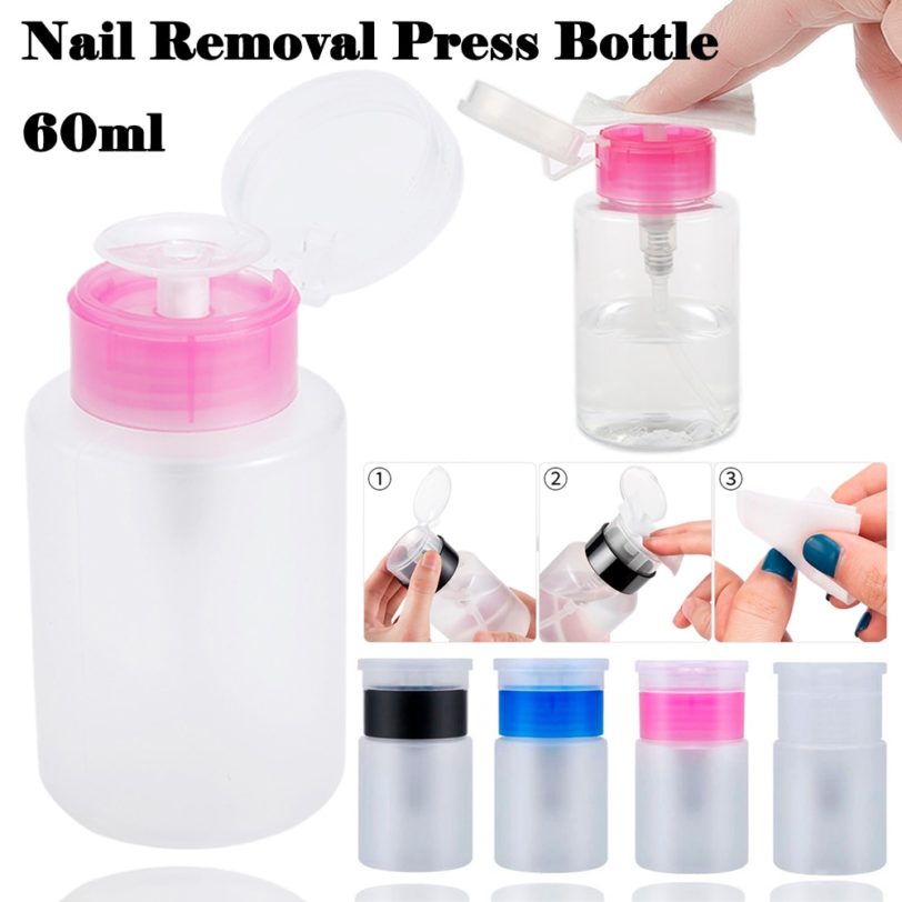 60ml Mini Pump Dispenser Empty Bottle Nail Remover Cleaner Liquid Container Storage Pressure Bottle Squeeze Bottle nail art tool