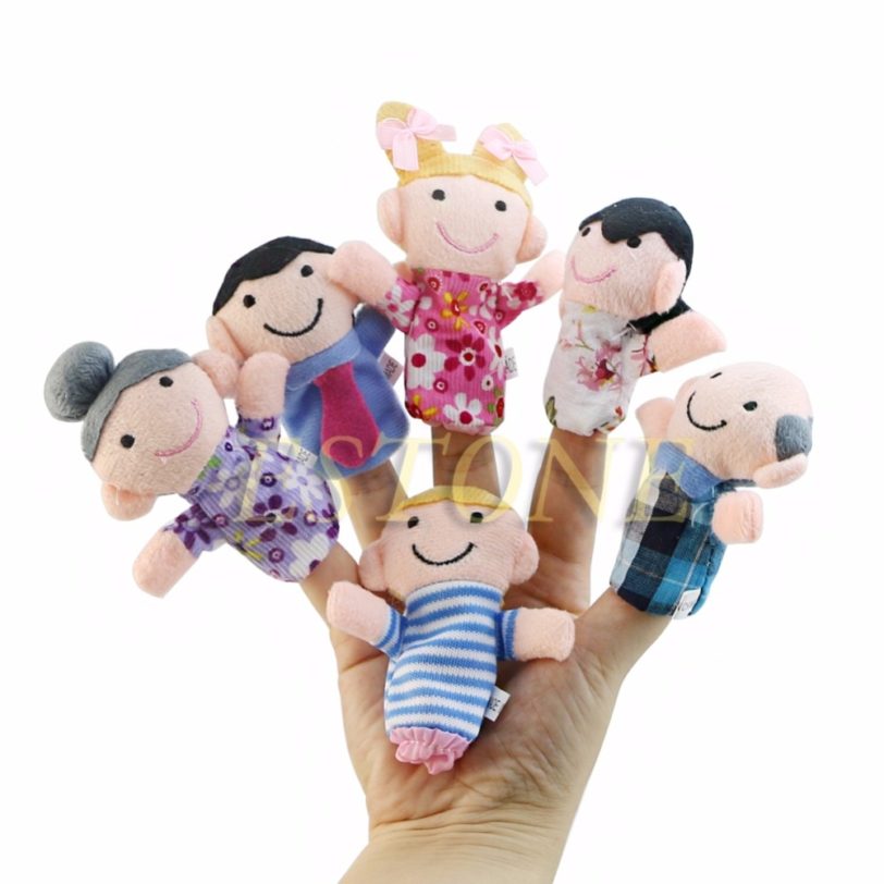 6PCS Baby Kids Plush Cloth Doll Play Learn Story Game Family Finger Puppets Toys Gift