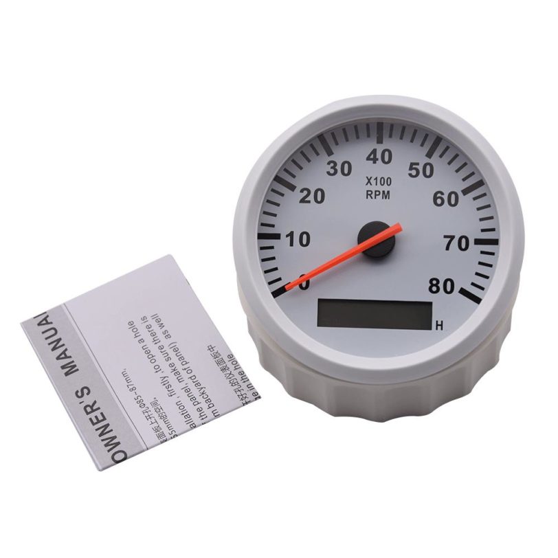 85mm tachometer for outboard motor 8000 rpm meter motorcycle rpm gauge hour meter 12v tach motorbike tachometer red Backlight - Image 3