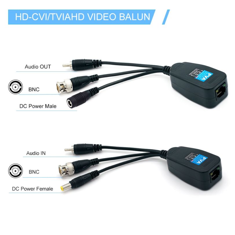 8MP HD BNC Video Power Balun Audio to RJ45 Connector HD-CVI/TVI/AHD Transceiver for CCTV Security Surveillance Camera System - Image 3