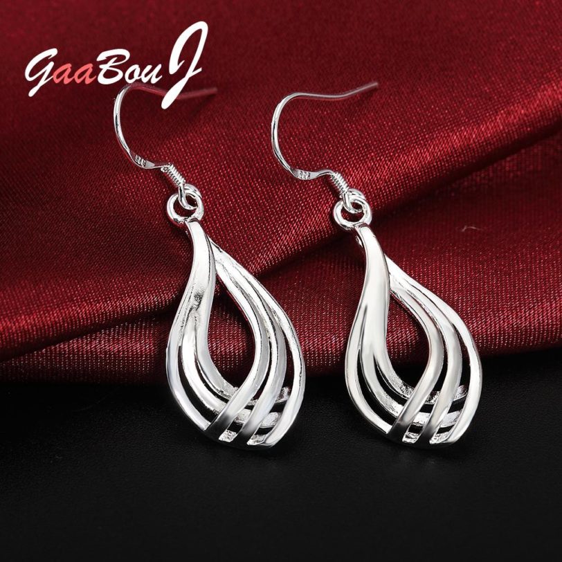 925 sterling silver geometry Hollow drop earrings for women Vintage Party Dangle earrings wedding Fashion jewelry GaaBou