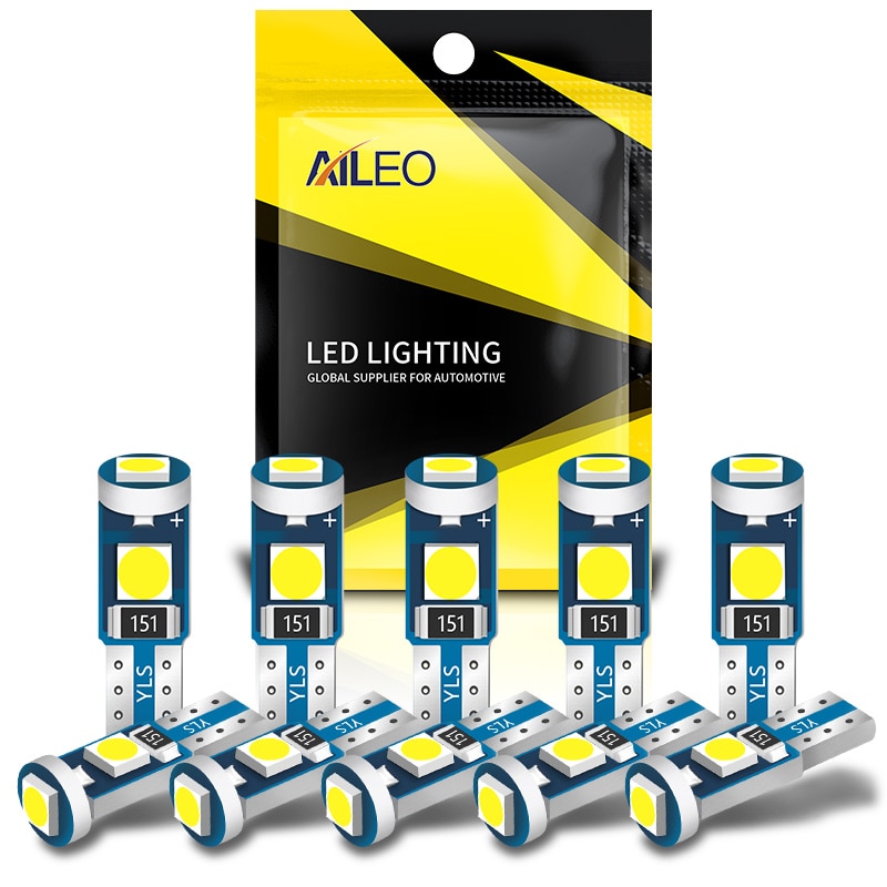 AILEO 10pcs High Bright T5 W1 2W W3W LED For Air conditioner button light Instrument Lights
