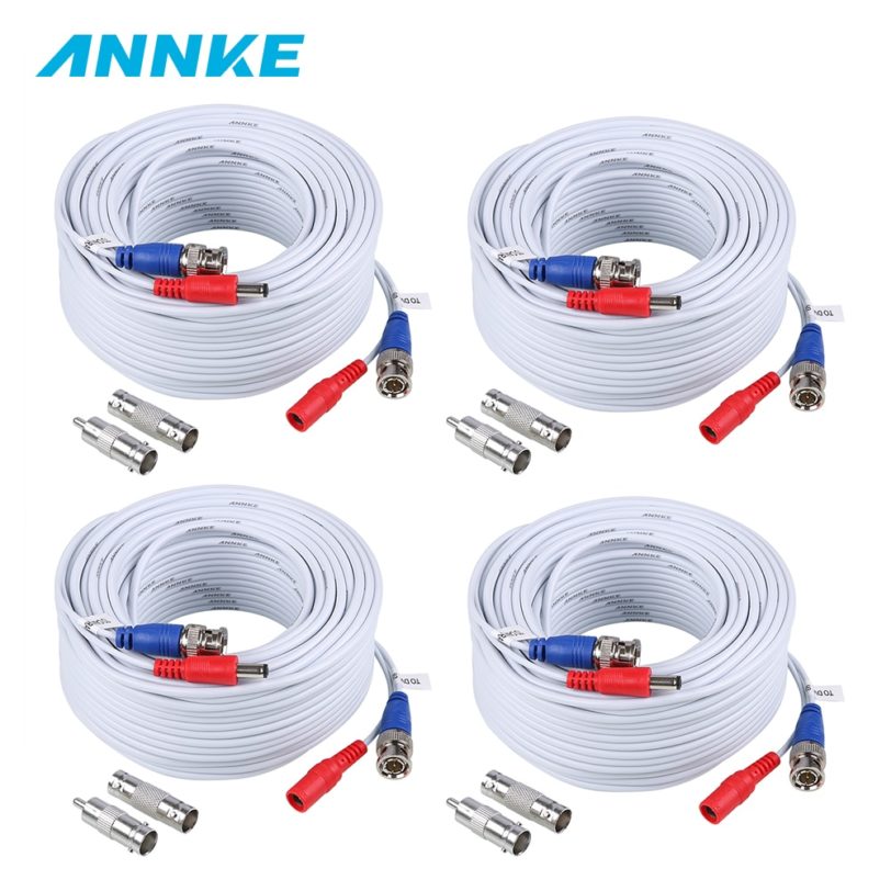 ANNKE 4PCS a Lot 30M 100 Feet BNC Video Power Cable For CCTV AHD Camera DVR Security System white Surveillance Accessories