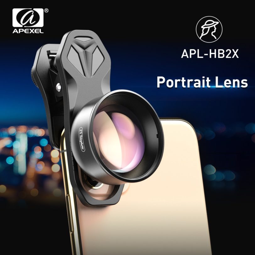 APEXEL HD 2x Telephoto Portrait Lens Professional Mobile Phone Camera Telephoto Lens for iPhone Samsung Android Smartphone HB-2X