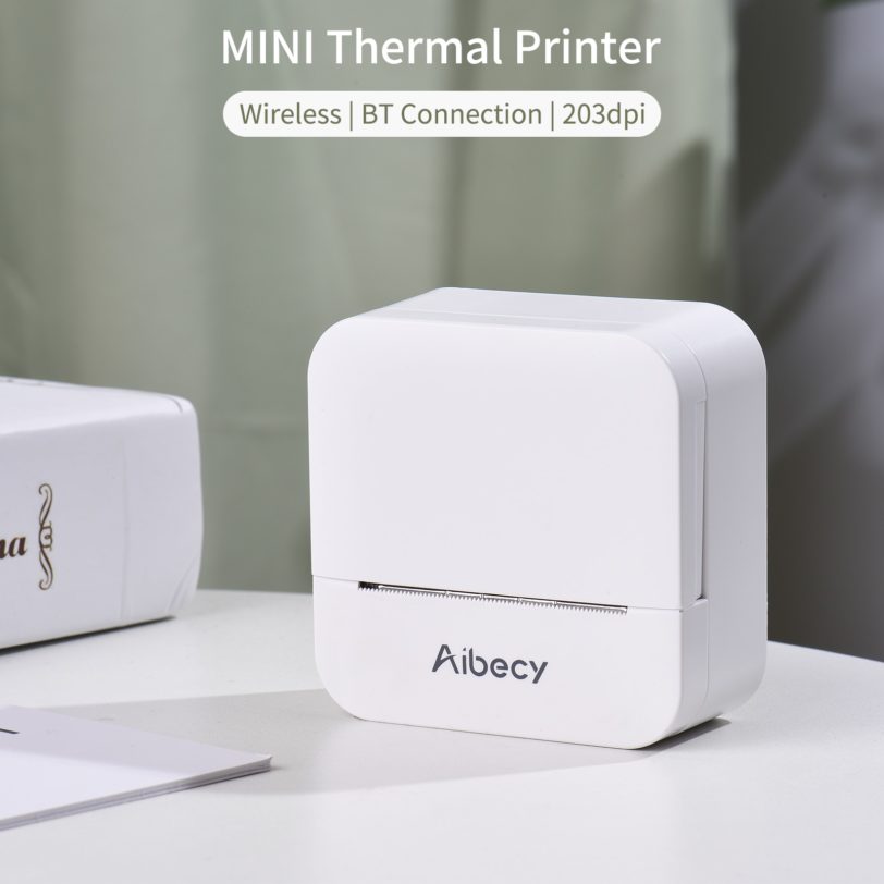 Aibecy Mini All in One Thermal Printer Portable Photo Printing Machine 203DPI Wireless BT Connection for