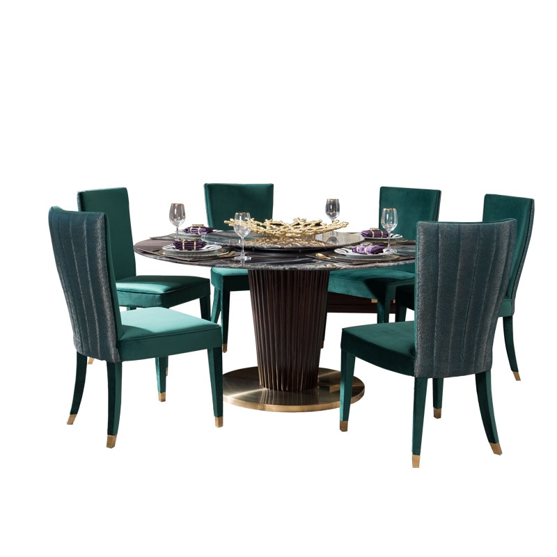 American light luxury solid wood round dining table restaurant small family table and chair combination modern