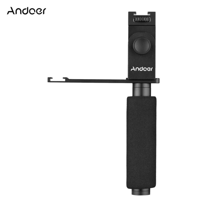 Andoer Smartphone Vlogging Hand Grip Mobile Phone Video Recording Holder Handle Stabilizer Cellphone Clamp 40mm-85mm Width