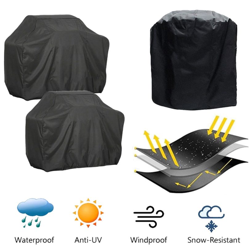 BBQ Grill Cover Waterproof barbecue cover Anti Sun Rain barbecue protection cover for Weber Round Rectangle Bbq Accessories