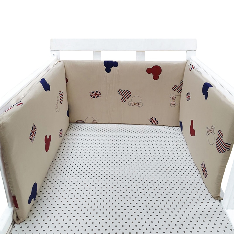 Baby Bed Crib Bumper U Shaped Detachable Zipper Cotton Newborn Bumpers Infant Safe Fence Line bebe
