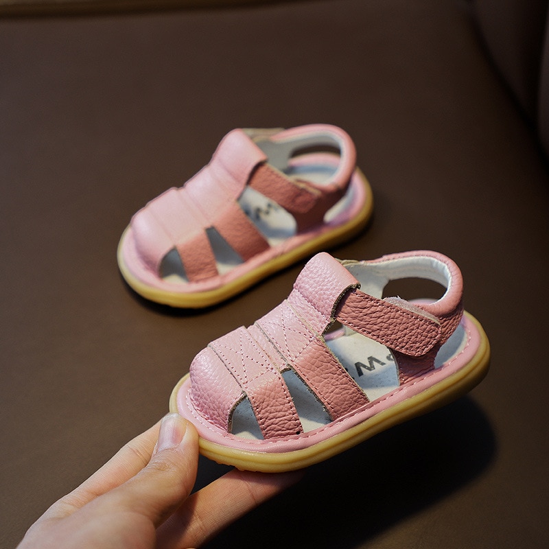 Baby Girls Boys Summer Sandals Infant Anti collision Toddler Shoes Soft Bottom Genuine Leather Kids Children