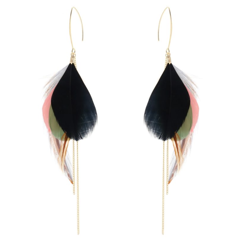 Badu Feather Earrings Women Metal Long Tassel Drop Dangle Light Weight Earrings 2020 Fashion Jewelry Wholesale Drop shipping