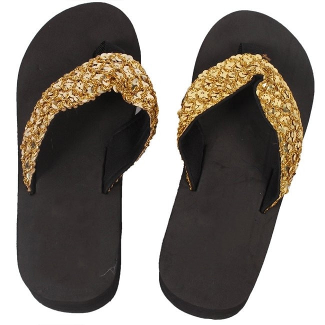 Beach Sandals 2020 New Lady Girls Sequin Flatform Wedge Shoes Comfortable Black Simple Breathable High Quality