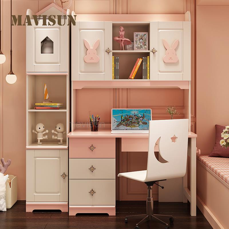 Bedroom Writing Desk Set For Children Pink Nordic Minimalist Wooden Desk And Chair Indoor Home Furniture