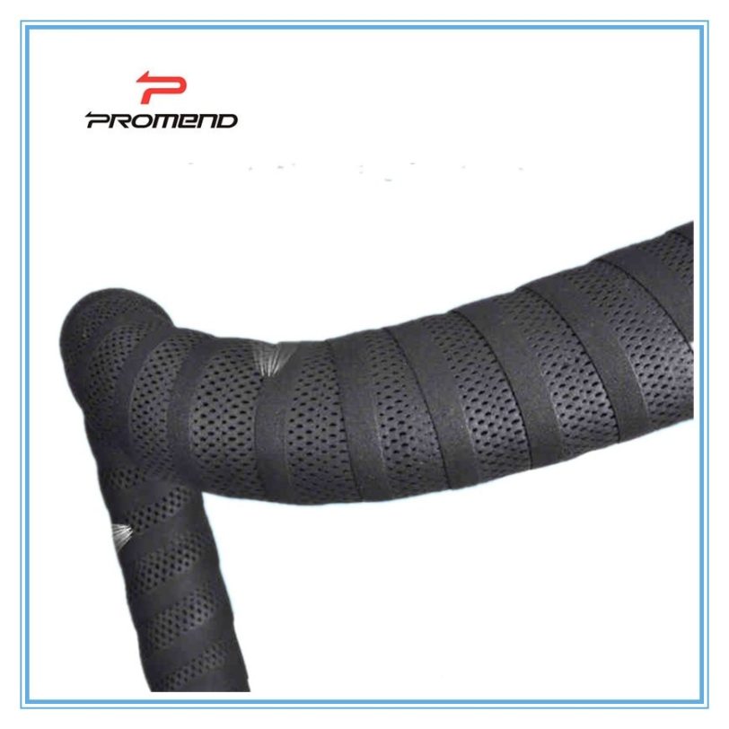 Bicycle Road Bike Bicycle Ribbon PROMEND Balck Mesh Design Non-slip Bartape Soft EVA Sponge Waterproof Black Leather Tape