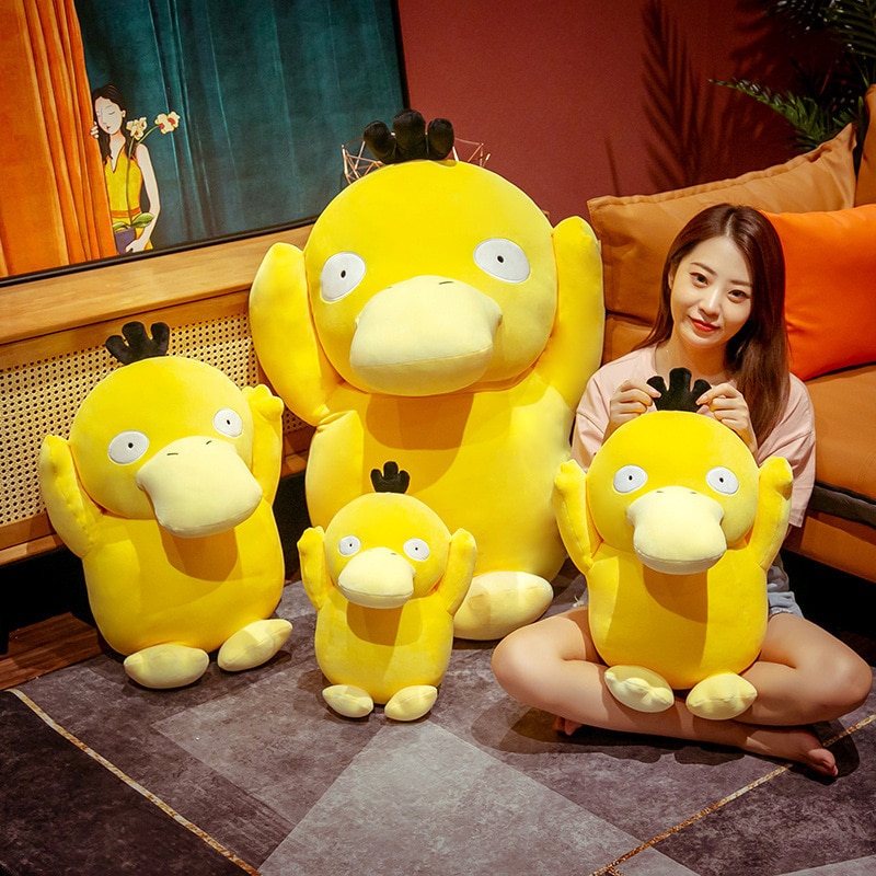 Big Size Pokemon Anime Cartoon Psyduck Plush Toy Psyduck Daze Yellow Duck Stuffed Soft Pillow Bed
