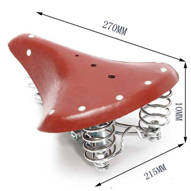 Bike Seat Saddle Vintage PU Leather Shockproof Spring Bike Saddle Comfortable Cycle Saddle Bike Accessories for Women Men