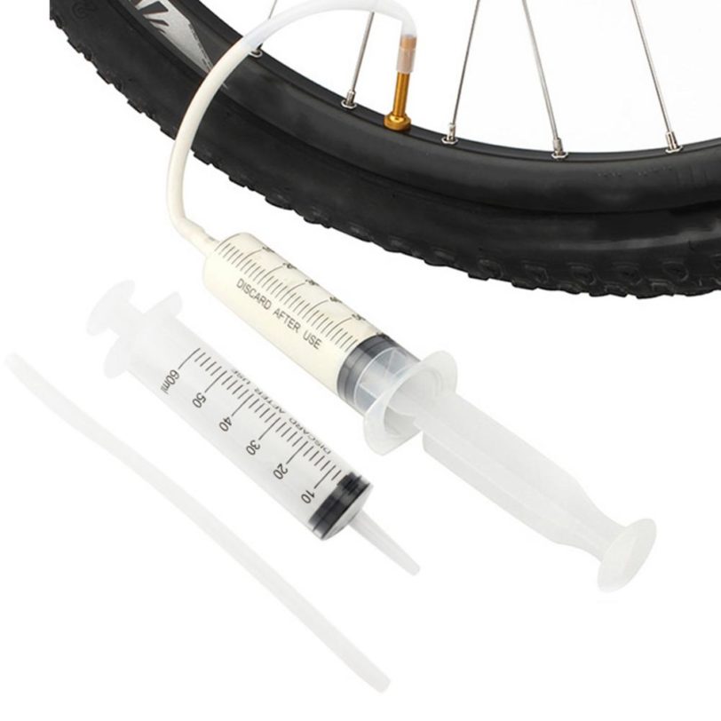 Bike Tire Tubeless Sealant Syringe Rubber Hose Kit For Inner Tube Mtb Road Bicycle Tire Tubeless Valves Repair Refilling Tool