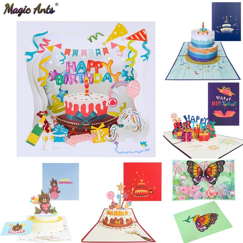 Birthday Card for Kids Mom Dad Wife 3D Pop-Up Party Balloons Greeting Cards Anniversary Handmade Gifts