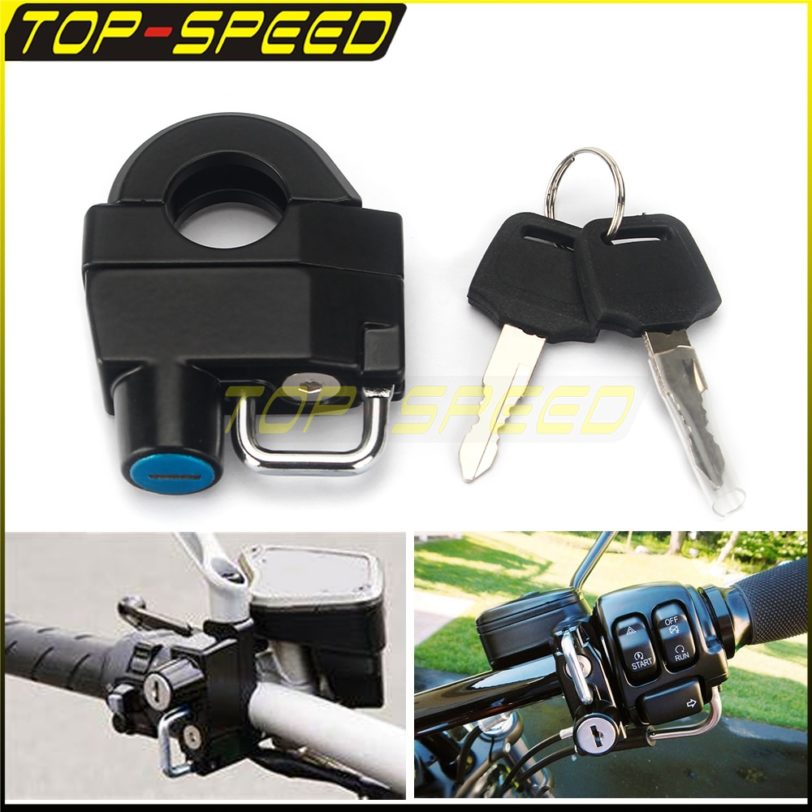 Black Motorcycle Anti-theft Helmet Security Lock Universal Fit For Harley Honda Suzuki Kawasaki 25mm Handlebar/Frame Tube