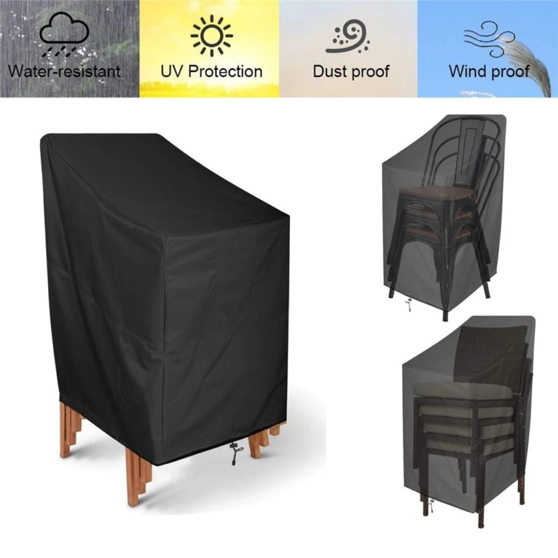 Black Outdoor Waterproof Cover Garden Furniture Rain Cover Chair Sofa Protection Rain Dustproof Woven Polyester Convenient Cover