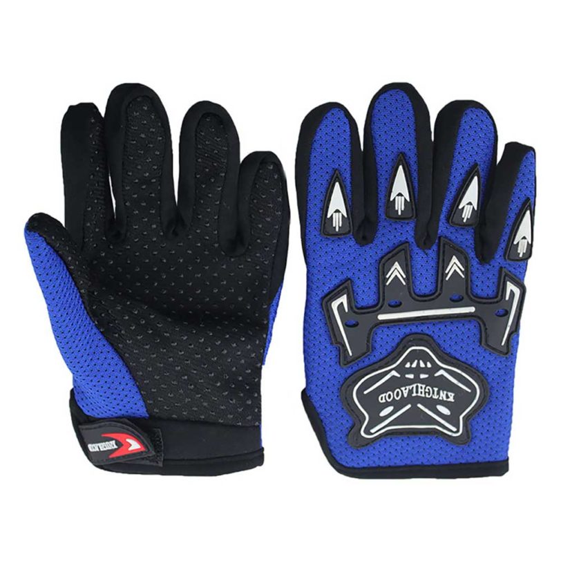 Blue Kids Children Boy Girl Motorcycle Gloves Cycling Bike Bicycle Sports Full Finger Gloves Dirt Pit