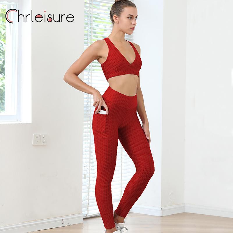 CHRLEISURE Anti Cellulite Yoga Pants Women Fitness with Pocket Pants High Waist Sport Elasticity Leggings Women 2