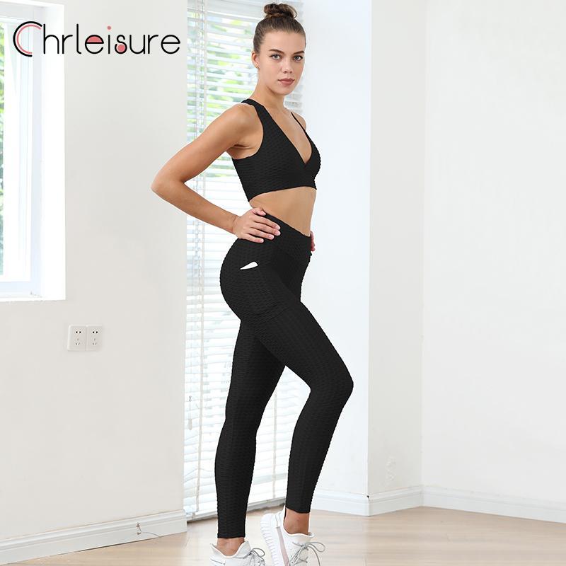 CHRLEISURE Anti Cellulite Yoga Pants Women Fitness with Pocket Pants High Waist Sport Elasticity Leggings Women 3