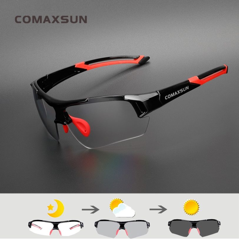 COMAXSUN Professional Photochromic Polarized Cycling Glasses Bike Goggles MTB Sports Bicycle Sunglasses Myopia Frame UV 400