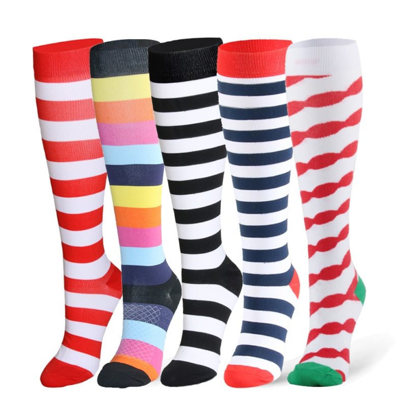 Calcetines Compresivos Sports 5 Pairs Per Set Compression Running Cycling Sport Sock Striped Compression Sock Girl Sport Sock