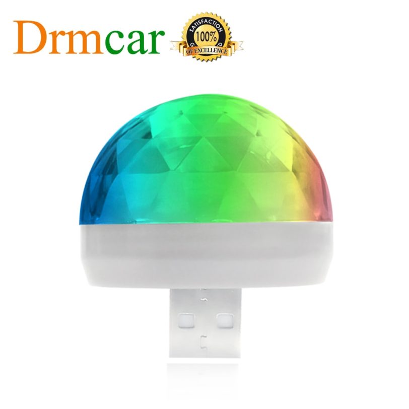 Car USB Ambient Light DJ RGB Mini Colorful Music Sound Led Apple USB Interface Holiday Party Atmosphere Interior Dome Trunk Lamp