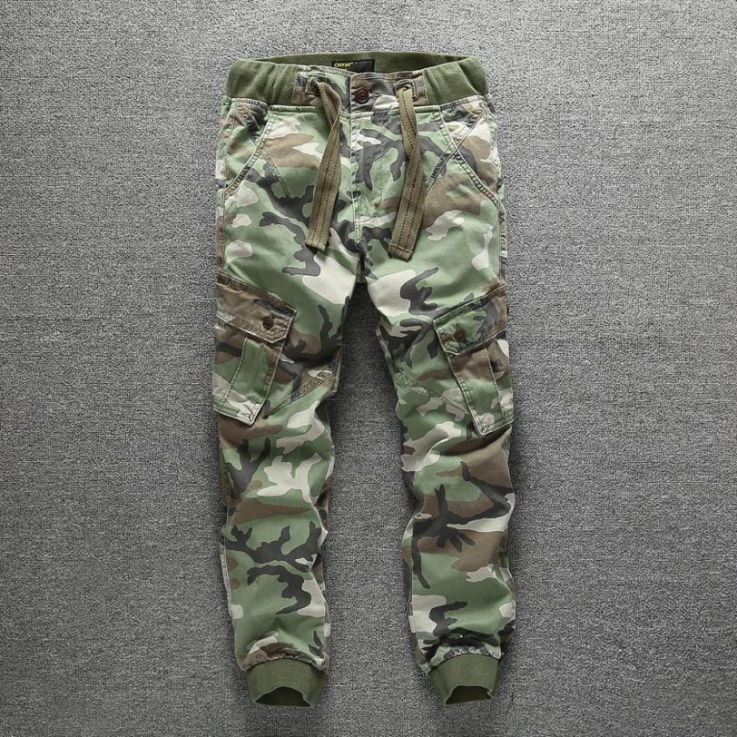 Casual Pants Men's Spring and Autumn Camouflage Pants Casual Slim Feet Men's 100%Cotton Sweatpants Boy's Casual Cargo Trousers