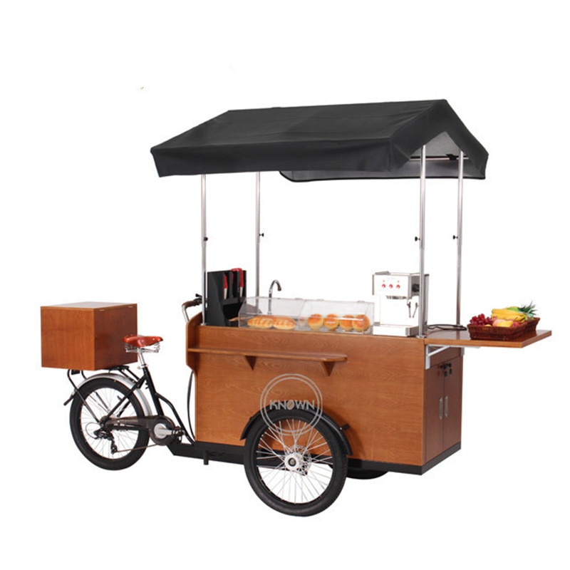 Classic Simple Coffee Tricycle Electric Movable Three Wheel Mobile Bicycle Adult Customizable Cargo Bike for Sale