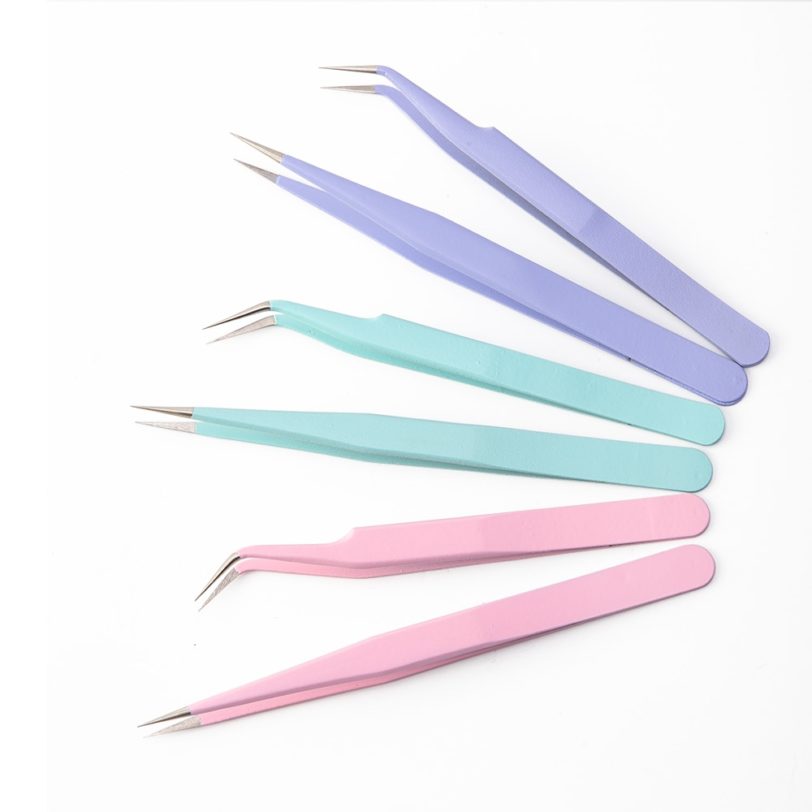 Colored Anti-Static Tweezers For Eyelash Extension Eyebrow Stainless Steel Set Beauty Precision Tweezers Makeup Kit Repair Tools - Image 5