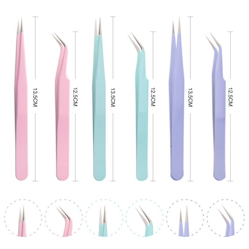 Colored Anti-Static Tweezers For Eyelash Extension Eyebrow Stainless Steel Set Beauty Precision Tweezers Makeup Kit Repair Tools - Image 2