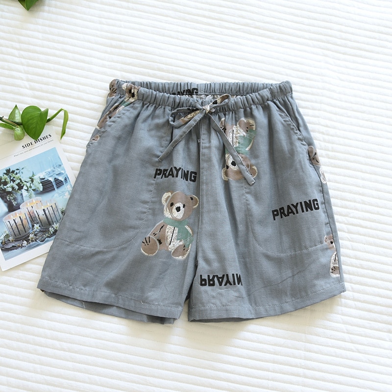 Comfortable Pajama Pants for Women Cotton Gauze Summer Cute Cotton Shorts Sleeping Pants Ladies Home Pants 3