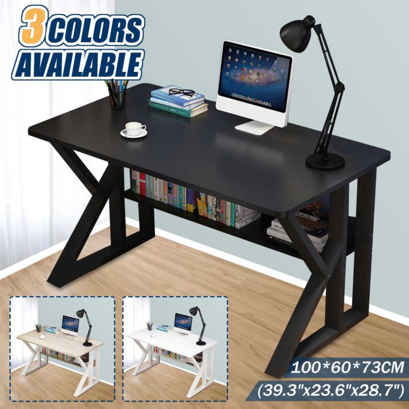 Computer Desk Laptop Writing Table Drawers Large Wood Office PC Laptop Study Table with Shelves Workstation Home Gaming Desk