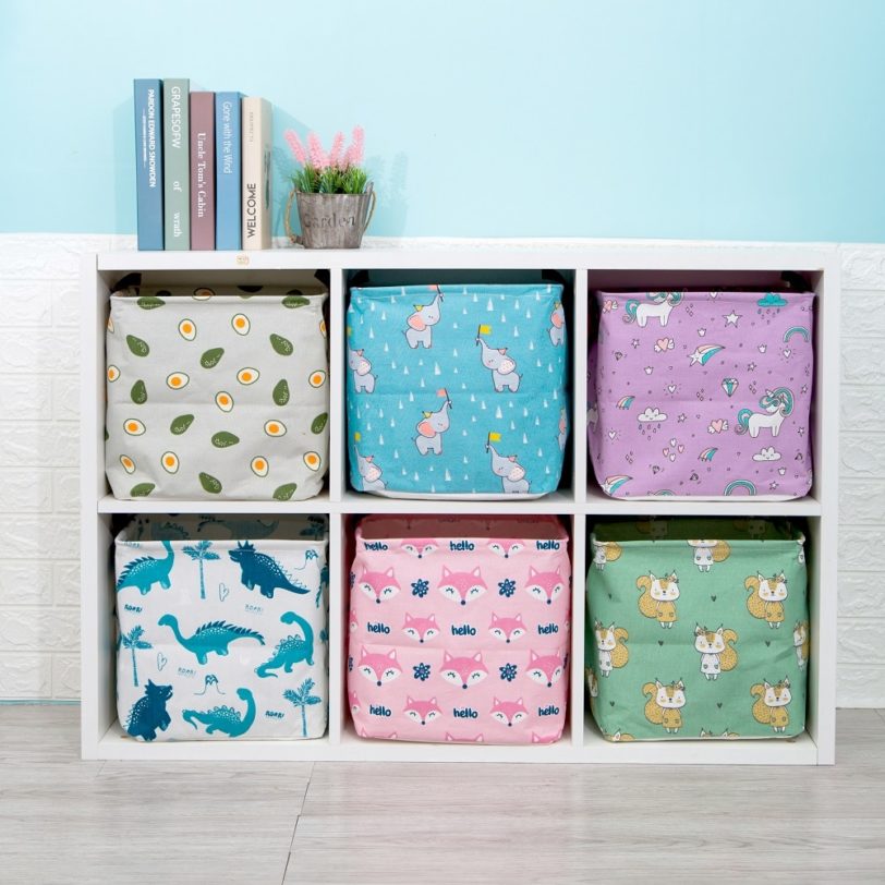 Cube Folding Fabric Storage Basket Closet Organizador Clothes Storage Boxes Home Office Shelf Organizers For Kids Toys Organizer