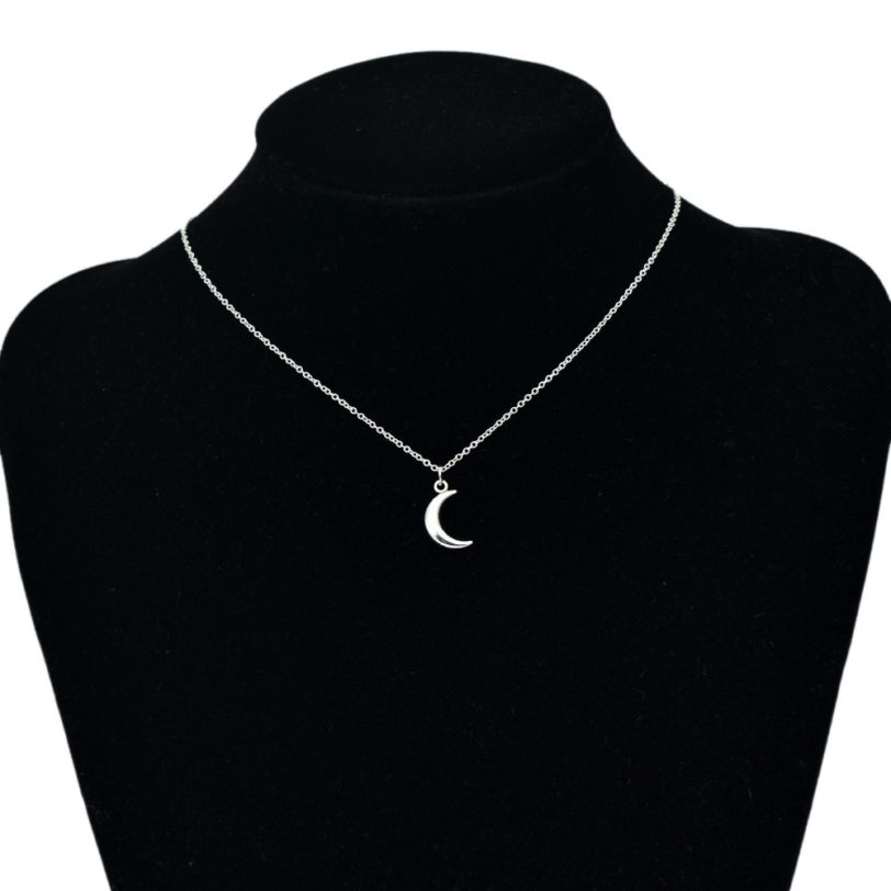 Cute Moon Pendant Necklaces For Women Bohemia Silver Color Chain Choker Necklace Simple Jewelry Bijoux Collares