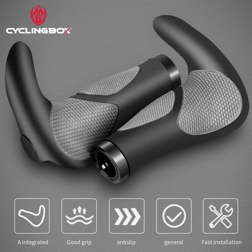 CyclingBOX Bicycle Grips TPR Rubber Integrated MTB Cycling Comfy Rest Mountain Bike Handlebar Casing Sheath Shock Absorption