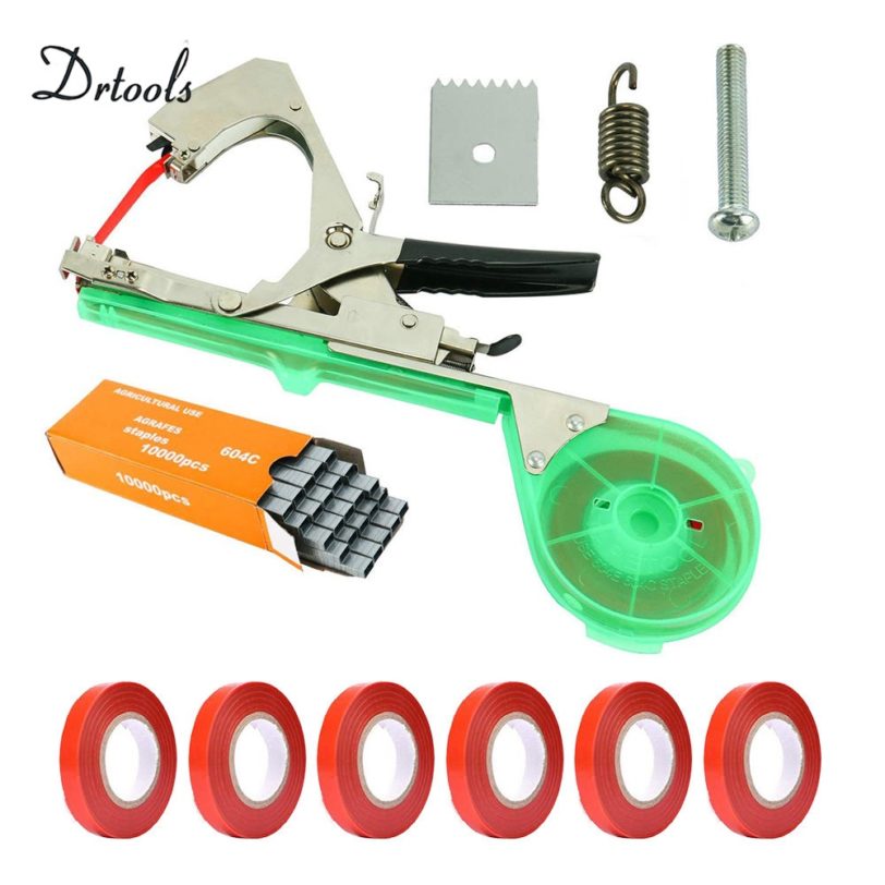 Drtools New High Quality Plant Branch Hand Tying Staples Tapener TapesBinding Machine Flower Vegetable Garden tapetool 1set