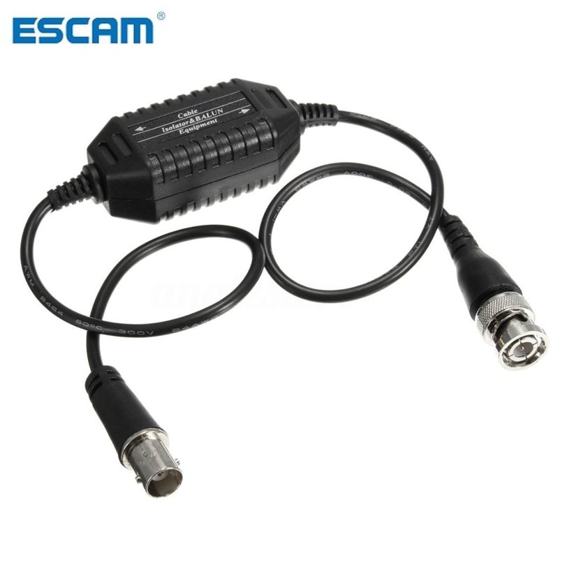 ESCAM Coaxial Video Ground Loop Isolator Balun BNC Male to Female for CCTV Camera