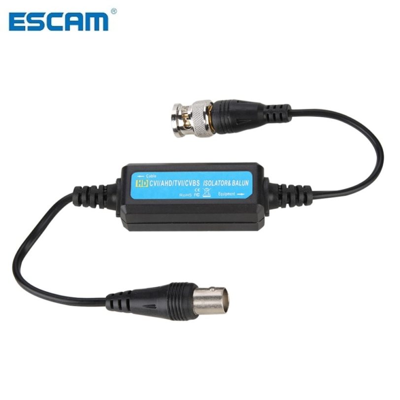 ESCAM HD-TVI/CVI/AHD/CVBS Ground Loop Isolator Video Balun Coaxial BNC Male to Female for Camera