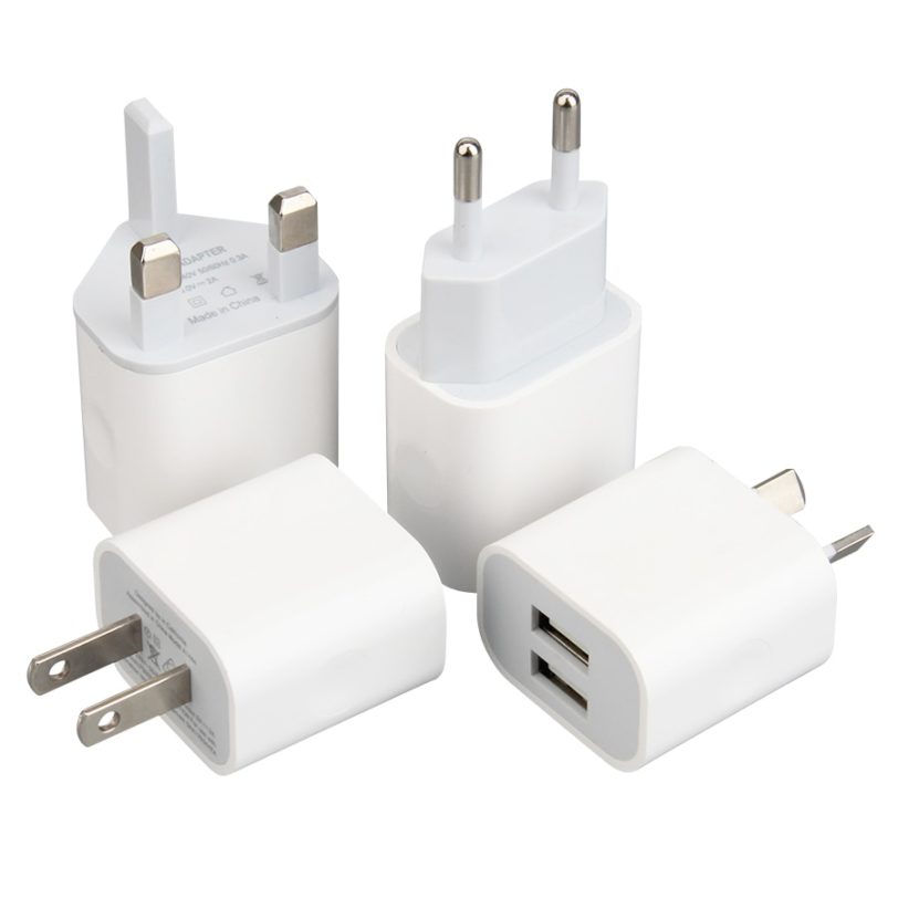 EU US UK AU Plug 6th 2 USB Ports Charger Power Travel Wall Adapter White Mobile